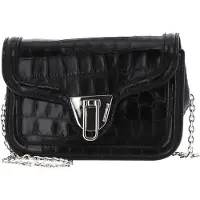 Coccinelle Leren Schoudertas Marvin Twist Croco Shiny Soft Handbag Noir Zwart