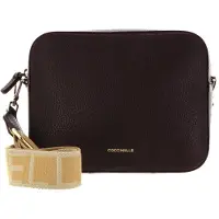 Coccinelle Leren Schoudertas Tebe Crossover Bag Darkbrown Donkerbruin