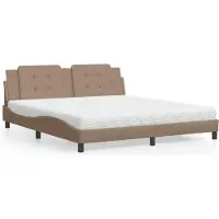 vidaXL Bed met matras "Zadar" kunstleer cappuccinokleurig 180x200 cm