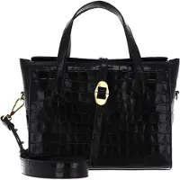 Coccinelle Leren Handtas Schoudertas Cosima Croco Handbag Noir / Noir Zwart