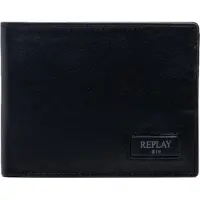 Replay Leren Portemonnee Wallet Black Zwart