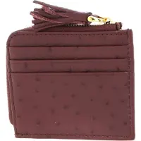 Coccinelle Leren Kaarthoes Tassel Ostrich Credit Card Holder Carruba Bruine