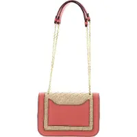 Coccinelle Schoudertas Avondtas Marvin Twist Rafia Handbag Natural / Geranium Beige Koraalrood