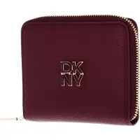 DKNY Leren Portemonnee Milan Tie Zip Around Wallet Burgundy Wijnrood