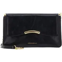 Coccinelle Leren Koppeling Schoudertas Mini Bag Craquele Leather Noir Zwart