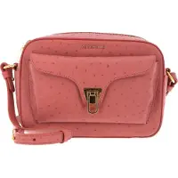 Coccinelle Leren Schoudertas Beat Ostrich Camera Bag Camelia Roze