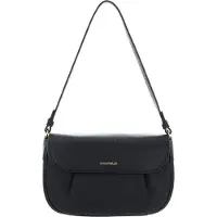 Coccinelle Leren Schoudertas Buff Mini Bag Grained Leather Noir Zwart