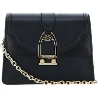 La Martina Leren Schoudertas Portena Shoulder Bag Black Zwart