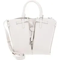 Coccinelle Leren Handtas Schoudertas Flores Handbag Grained Leather Blanco Crème
