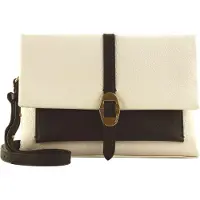 Coccinelle Leren Schoudertas Dorian Bicolor Handbag Grained Leather Blanco / Noir Crème