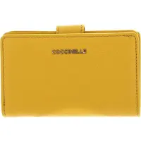 Coccinelle Leren Portemonnee Metallic Soft Mini Wallet Grained Leather Soleado Geel