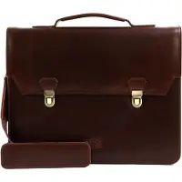 Buckle & Seam afzonderlijke gevallen laptoptas met laptopvak Notes Briefcase Brown / Blu bruine