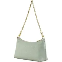 Coccinelle Leren schoudertas Aura Mini Bag Grained Leather Snow Lichtblauw