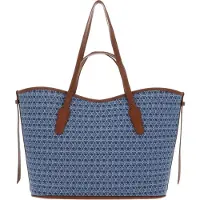 Coccinelle Leren shopper schoudertas Never Without Bag Monogra Handbag Blue Denim / Cognac blauw