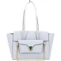 Coccinelle Leren shopper schoudertas Double Beat Grained Leather Handbag Snow Lichtgrijs