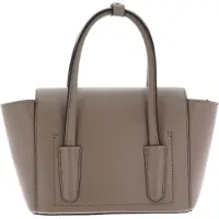 Coccinelle Leren handtas schoudertas Double Beat Grained Leather Handbag Warm Taupe