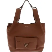 Coccinelle Leren schoudertas Beat Shopping Double Grainy Leather Handbag Cognac / Noir bruine
