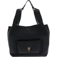 Coccinelle Leren schoudertas Beat Shopping Double Grainy Leather Handbag Noir / Cognac zwart