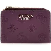 GUESS portemonnee Laurel II SLG Zip Around Card Case Wine Logo (rood)paars