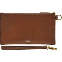 Fossil Polstas Utensil zak Gift Wristlet Brown Bruine