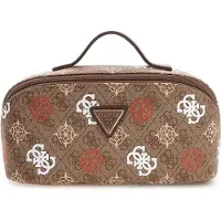 GUESS cosmetische tas Eliette Logo Cosmetic Travel Bag Latte Logo / Ginger Lichtbruin