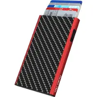 Tru Virtu Kaarthouder Click & Slide Card Etui Carbon Fibre Black / Red Zwart Veelkleurig