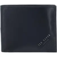 Ted Baker Leer portemonnee Prugs Embossed Corner Leather Bifold Coin Wallet Navy donkerblauw