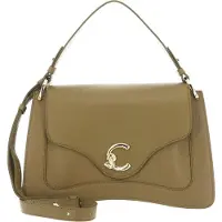 Coccinelle Leren schoudertas handtas C-Me Grained Leather Handbag Seagrass kaki