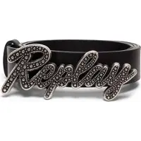 Replay Leren riem Belt W80 Black zwart