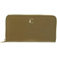 Coccinelle Leren portemonnee C-Me Wallet Grained Leather Seagrass kaki
