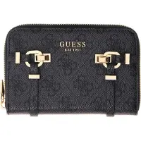 GUESS portemonnee Leona Logo SLG Zip Around Wallet Coal Logo donkergrijs