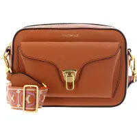 Coccinelle Leren schoudertas Beat Soft Ribb Crossbody Bag Grained Leather Crab Lichtbruin