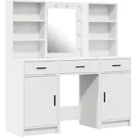 vidaXL Dressing tafel set met LED 3 st Wit Bewerkt hout