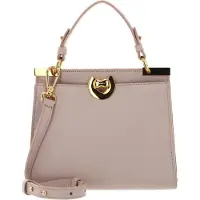 Coccinelle Leren Handtas Schoudertas Binxie Handbag Grained Leather Rosette Beige