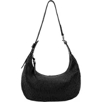 Fredsbruder Leren schoudertas Soft Cut Round Crossbag Black zwart