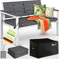 Tillvex Tuinbank Weerbestendig 3-4 Zits met Hoes & Kussens | Parkbank in Houtlook tot 300kg Belastbaar UV-bestendig | Zitbank Tuin Terras Balkon met Wasbare Hoes