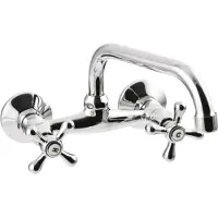 Invena BADLAND Keukenmengkraan, wandmontage, model ROMA, 25 cm, keukenmengkraan in zilver