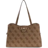 GUESS schoudertas shopper Janie Logo Tote Bag Latte Logo bruine