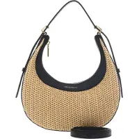 Coccinelle Leren schoudertas Whisper Straw Mini Bag Natural / Noir beige
