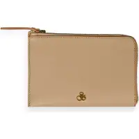 Scotch & Soda Leren Kaarthoes Identiteitskaarthoesje Zip Travel Wallet Ivory Beige