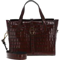 Coccinelle Leren Handtas Schoudertas Cosima Croco Handbag Vintage / Noir Donkerbruin