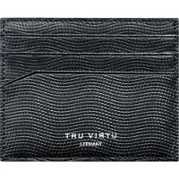 Tru Virtu Leren Kaarthouder Soft Wallet Lizard Black / Black Zwart
