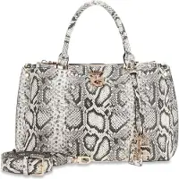 GUESS handtas schoudertas Bianca Girlfriend Satchel Natural Lichtgrijs