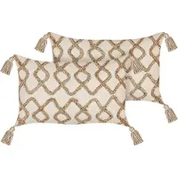 Beliani INCANA - Sierkussen set van 2 - Beige - 30 x 50 cm - Katoen