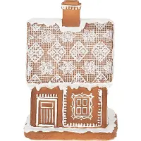Clayre & Eef Kerstdecoratie met LED-verlichting Huis 18 cm Bruin Polyresin Peperkoekhuisje Bruin Peperkoekhuisje