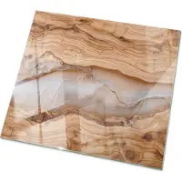 Tulup Tafelblad Glas - Natuurlijk Hout Met Hars Veiligheidsglas - 50 cm x 50 cm - Beige Gehard Glas - Vierkant Tafelblad Glas - Glazen Tafelblad voor de Woonkamer - Glazen Plaat