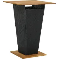 Syfax Bartafel 80x80x110 cm poly rattan en massief acaciahout zwart