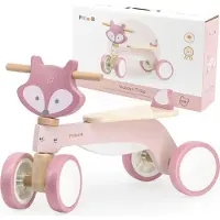 Polar B Houten Loopfiets Vos – Houten Driewieler voor Baby’s (12+ mnd) – Stevige Fiets met Veiligheidssturing