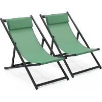 Oviala - Set van 2 groene ligstoelen - Santiago