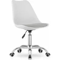 TEXTILOMANIE ALBA Bureaustoel Grijs-Wit, Ergonomisch Design, Verstelbare Zithoogte, Chrome Basis. Perfect voor Kinderkamer of Kantoor. Max. 110 kg